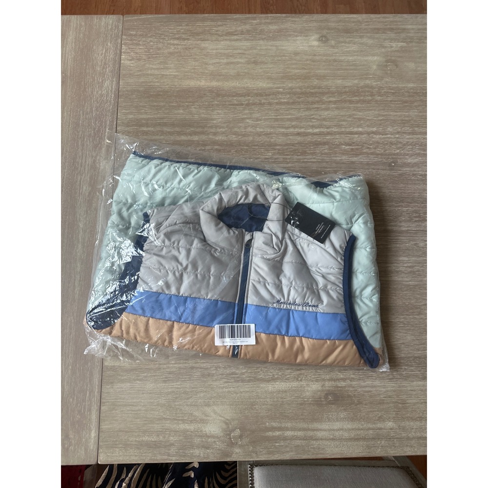 Mercedes Benz Mens Retro Stripe Insulated Puffer Vest Multi Color Large LG Nwt‎